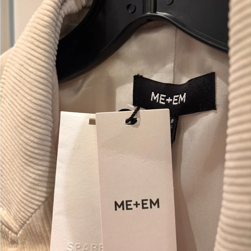 ME+EM Sharp Shoulder Blazer in Italian Cord (Ivory) Size 4 - Picture 8 of 9